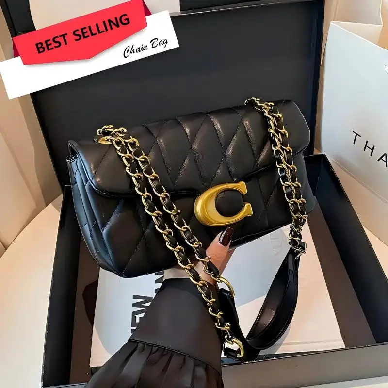 

Новая модная сумка 2026 года в стиле «Маленький аромат» для женщин, простая универсальная сумка на цепочке с ромбовидным узором, сумка через плечо, на диагональ.