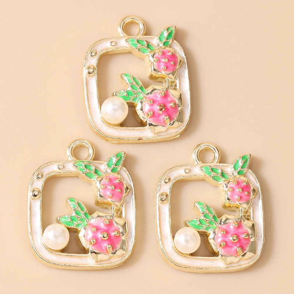 Leslie 10 Stück Retro Goldfarbene Ölgemälde-Perlenblumen-Anhänger für DIY Ohrringe, Halsketten, Handgemachter Schmuckherstellung – Detail 12