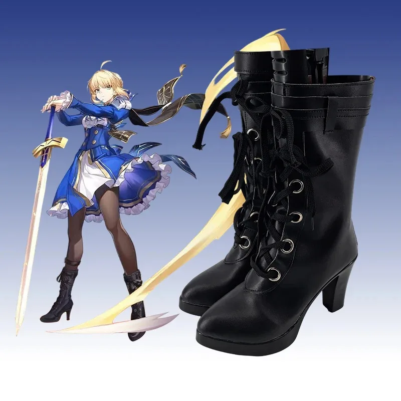 Sapatos de cosplay qq28LQSaber – Botas personalizadas Artoria Pendragon série Fate Honkai