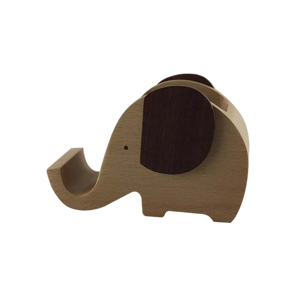 Elephant Pen Holder Beech Wood Pencil Storage Box Mobile Phone Stand Desk Organizer Cartoon Shape Stationery Holder