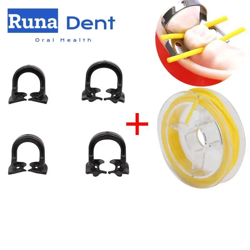

Dental Rubber Dam Clamps 2.1M Stabilizing Cord Medium Wedges Resin Barrier Clip Combination Set