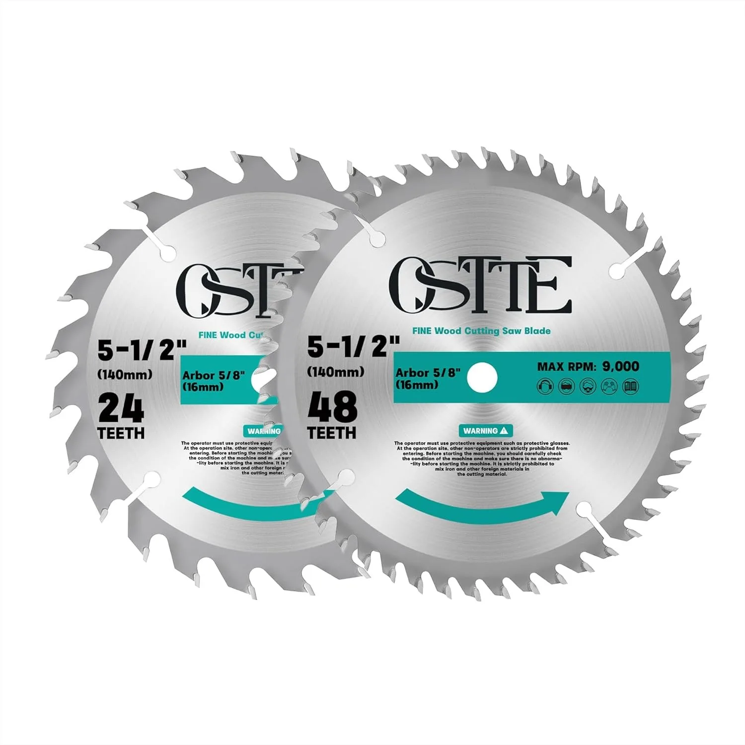 

5-1/2 Inch Circular Saw Blade 24T&48T, 5/8 Inch Arbor, Alternate Top Bevel for Smooth Wood Cutting, 2 Pack