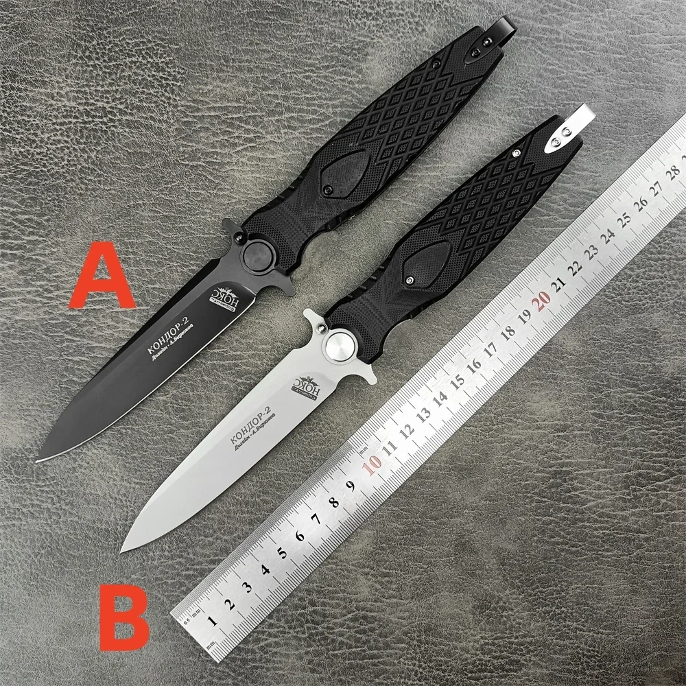 Coltello pieghevole Russian HOKC D2 Blade Black G10 manico caccia all'aperto Tactical Survival pocket coltelli da campeggio coltelli da frutta