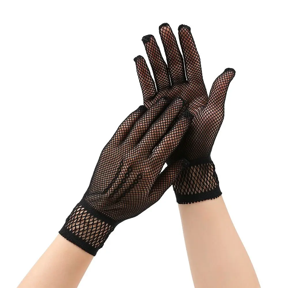 Fashion Lace Bridal Gloves Breathable Hollow-out Sheer Mesh Gloves Elegant Short Wrist Gloves For Party Prom Banquet