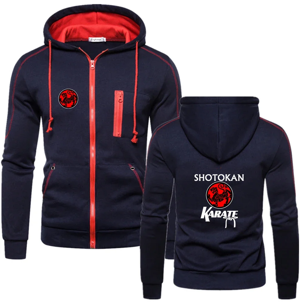 Shootan jaket Karate 2024 pria, atasan Hoodie ritsleting cetak baru, pakaian olahraga kasual