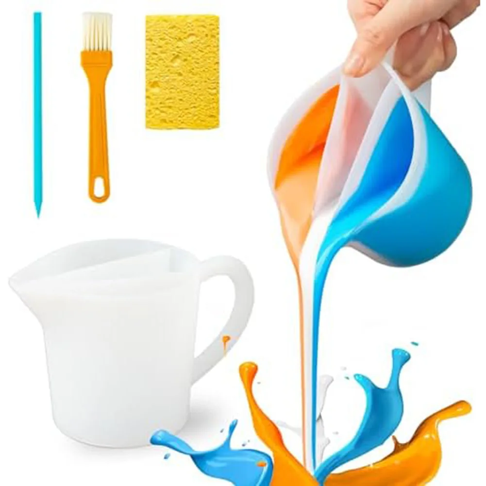 

Силиконовая разделенная чашка для заливки краски с ручкой и угловым переключателем, чтобы предотвратить разливание и разработан для легкой очистки