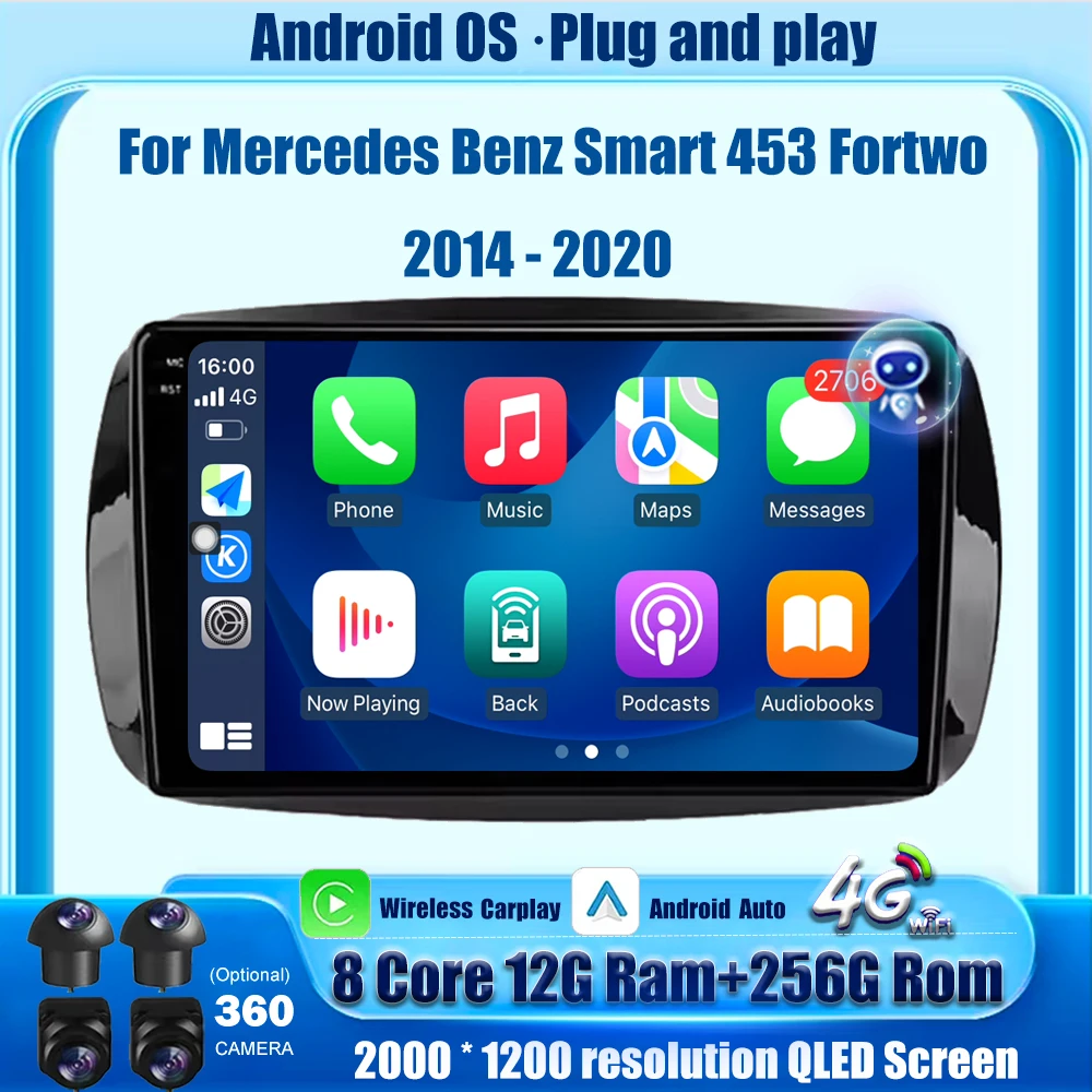 

Car Radio Multimedia Video Player GPS For Mercedes Benz Smart 453 Fortwo 2014 - 2020 Android Auto Carplay DSP Head Unit 4G WIFI