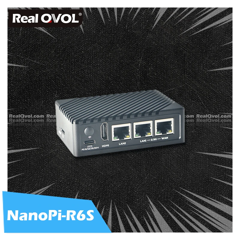 RealQvol NanoPi R6S 8GB RAM 32GB eMMC Rockchip RK3588S A76 A55 Dual 2.5G Ethernet Support HDMI2.0 Linux/Openwrt/Debian/Ubuntu