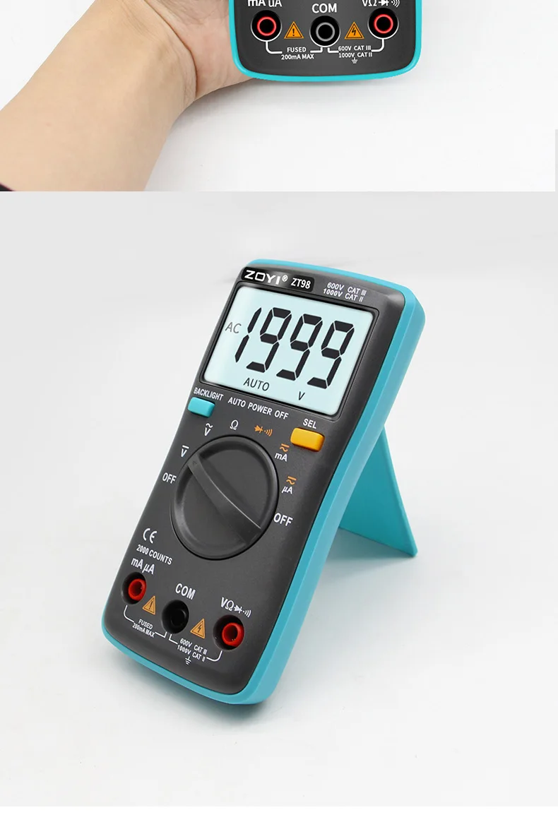 ZOYI Digitales Multimeter Amperemeter Voltmeter Widerstandsmessgerät Frequenzmesser mit Hintergrundbeleuchtung Spannungsmesser Diodentester ZT98 ZT100 ZT101 ZT102 – Detail 14
