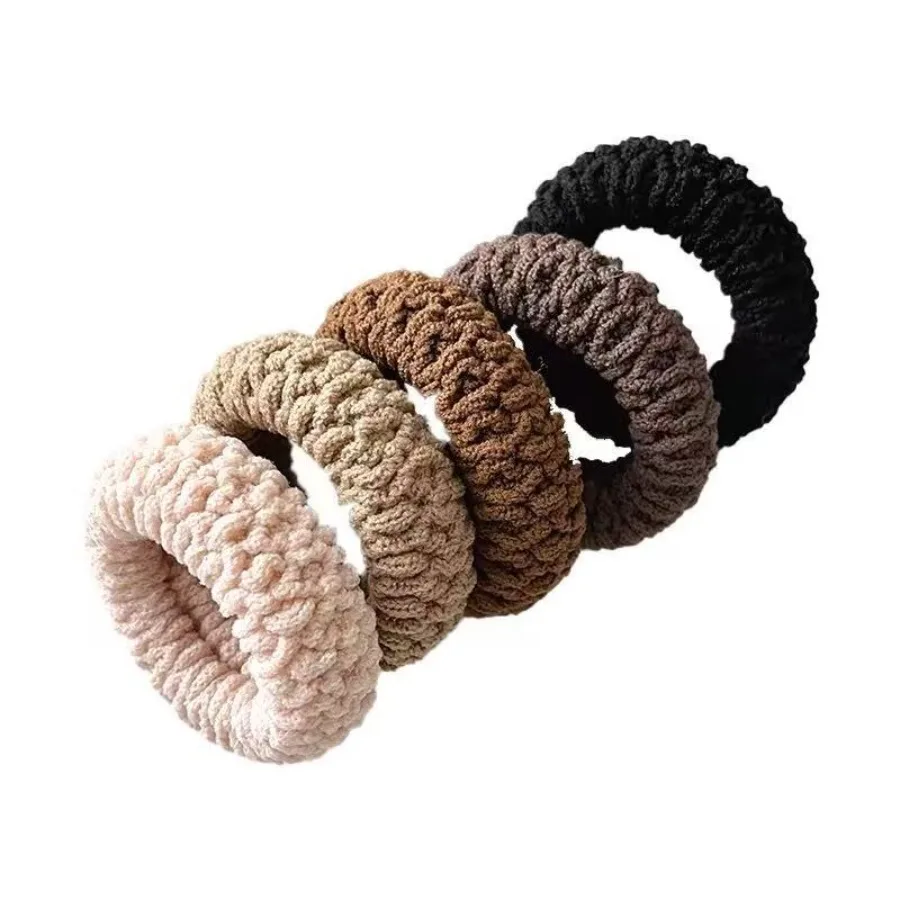 Thickening and thickening high elasticity head rope towel ring popcorn color seamless hair ring ponytail rope hair rope hair or - Detail 1