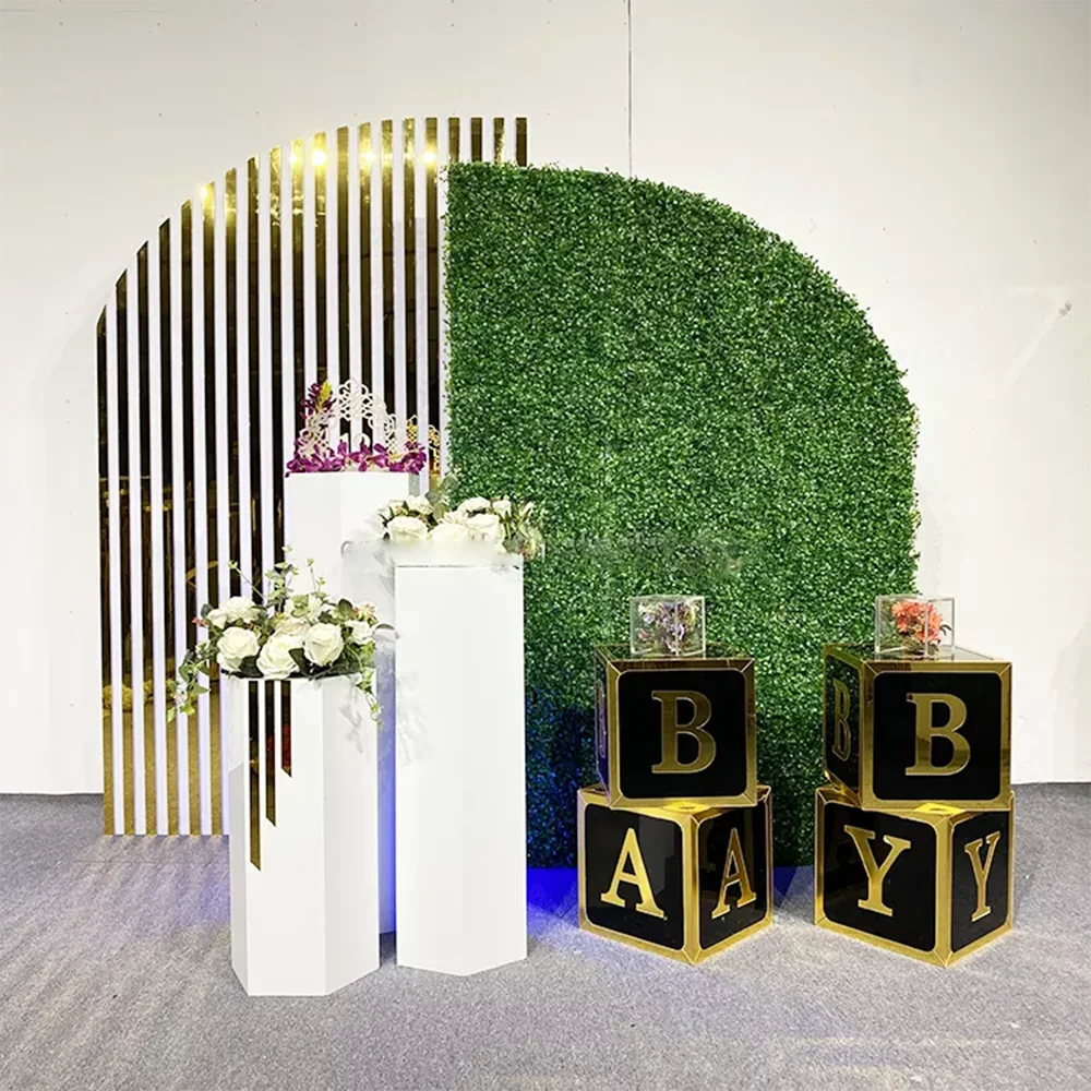 Events Party Birthday Decoration Gold Arch And Grass Stand Wall Wedding Backdrop Ideal