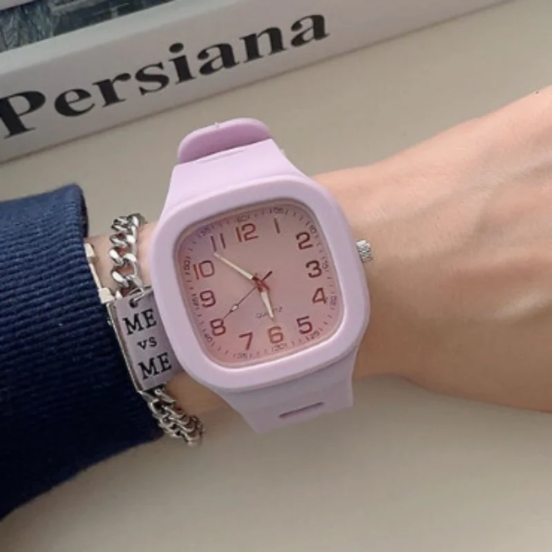 

New Square Watch Women Cute Pink Watches Fashion Sports Silicone Band Quartz Wristwatches Ladies Gilrs Students Watch Reloj