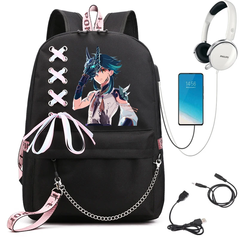 Vrouwen Harajuku Tas Dames Genshin Impact Anime Pocket Grote Capaciteit Rugzak Kawaii Japanse Student Schooltas Vrouwelijke Rugzak