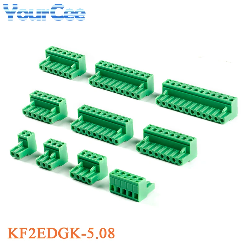 5Pcs KF2EDGV/R/K-5.08mm Terminal Block Connector Straight Bent Pin Plug Socket Connecting Terminal