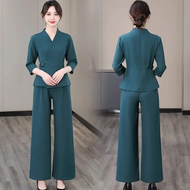 Esthetic Uniform Summer Short Sleeve Beauty Salon Suit Women's Spa Beautician Clothing Hotel Massage Workwear Korean Overalls-BC