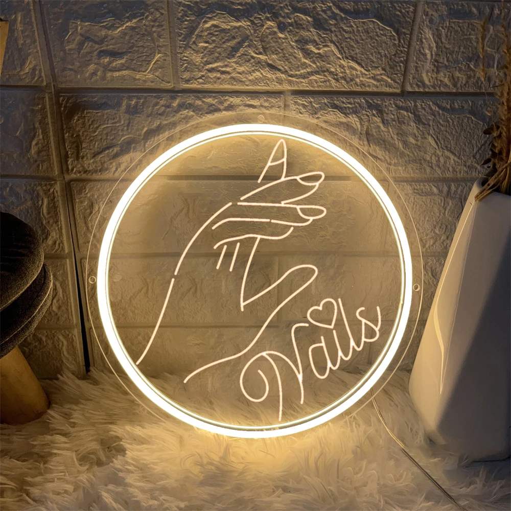 Custom Nails Neon Sign Beauty Shop Home Woman Girls Room Decor Wall Decoration 3D Carving Sign Led Luminous Signs Christmas Gift