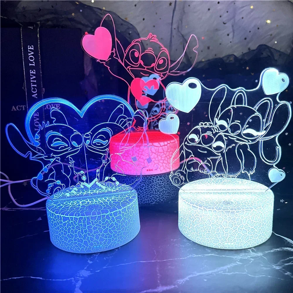 3D Illusion Stitch Night Light with Remote Control and Smart Touch Stuff for Children Room Decor Lamp Birthday Christmas Gifts