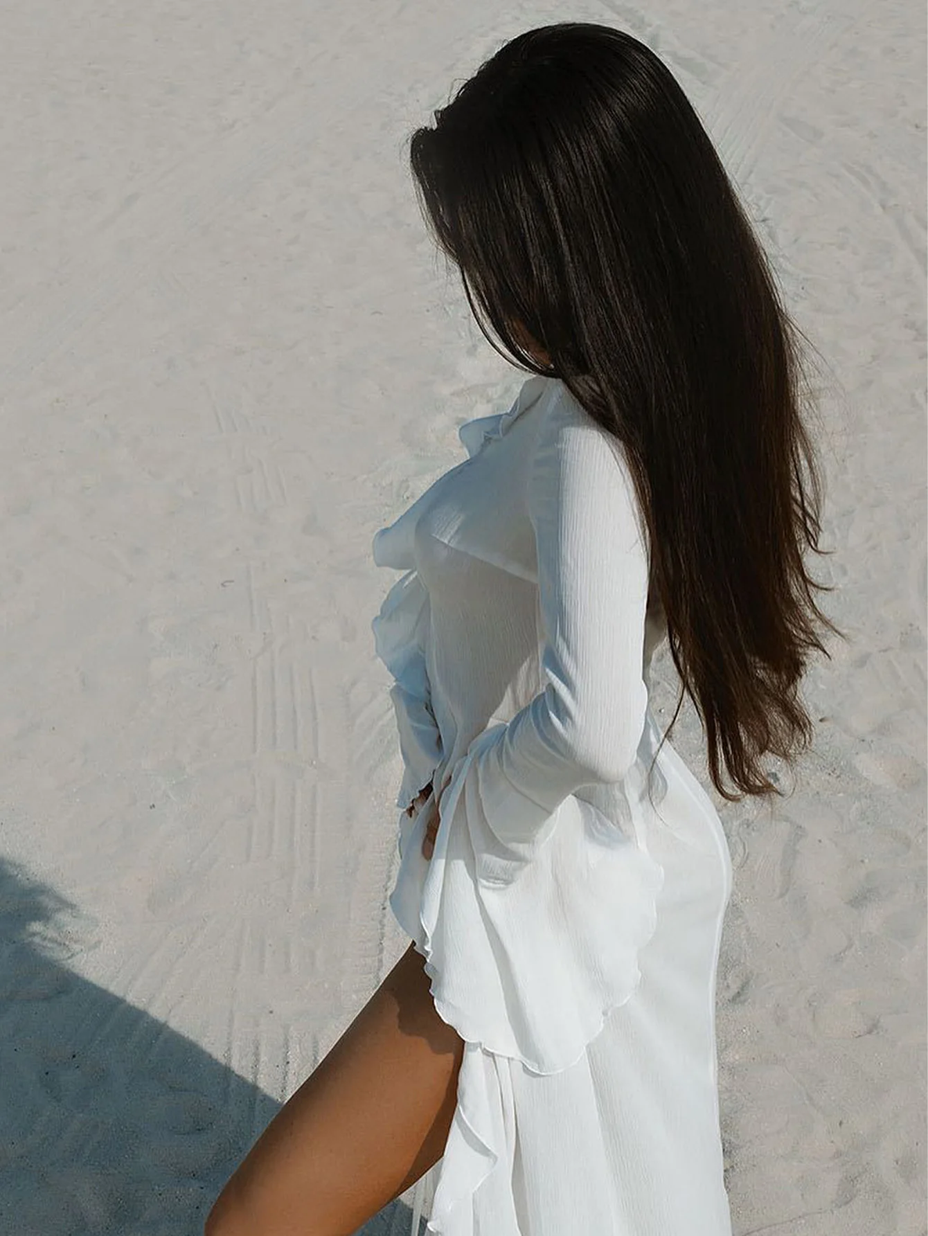 Europese en Amerikaanse vakantie hoodie 2025, zomer nieuwe kanten vestjurk, bikini-koppeling met lange mouwen en zonnebrandcrème