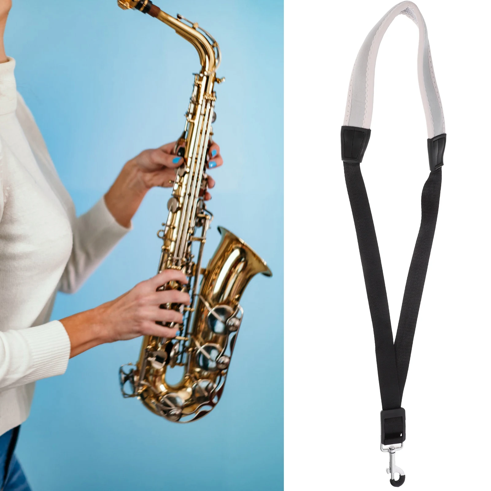 

Saxophone Strap Neck for Adjustable Musical Instrument Straps Padded Detachable Alto Harness