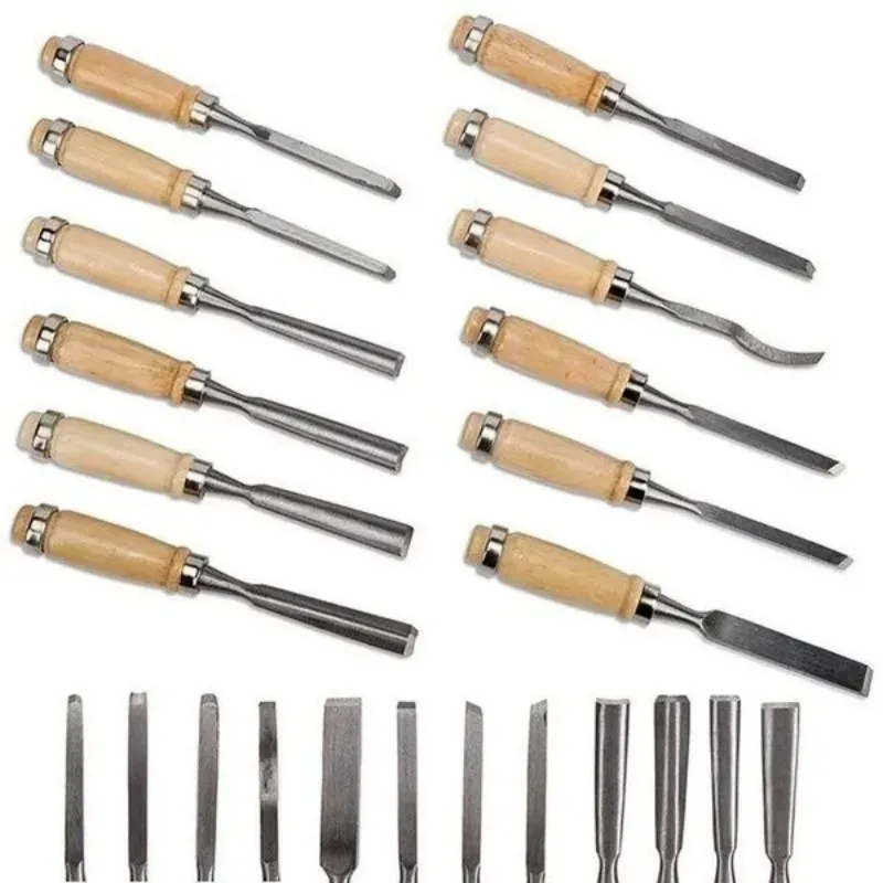 12 pz/set Set di intaglio del legno Set di strumenti per coltelli da intaglio utensili manuali per la lavorazione del legno artigianato fatto a mano