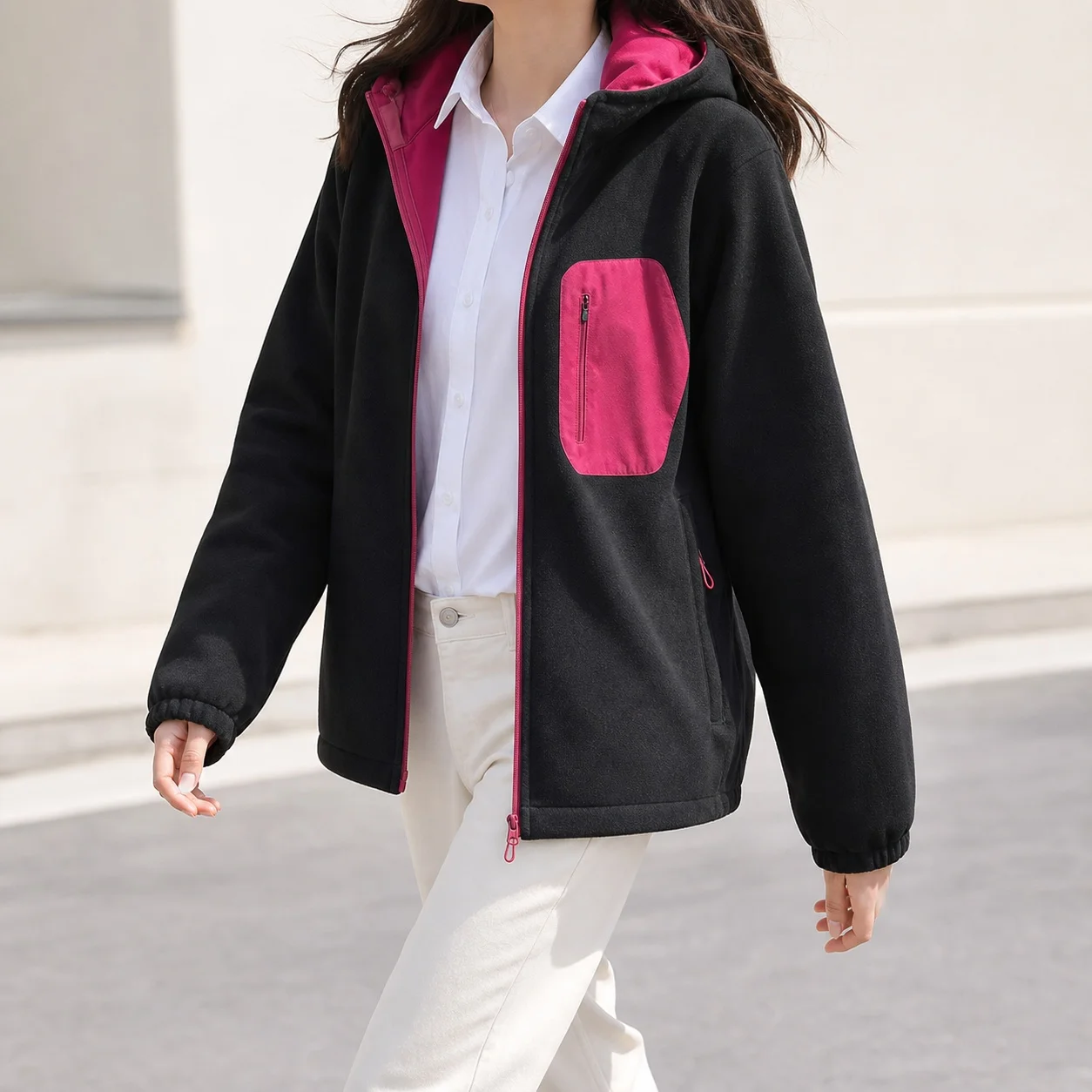 Women's Waterproof Windproof Hooded Jacket Solid Color Warm Breathable Durable Women Clothing Tops Demi-season Outerwear