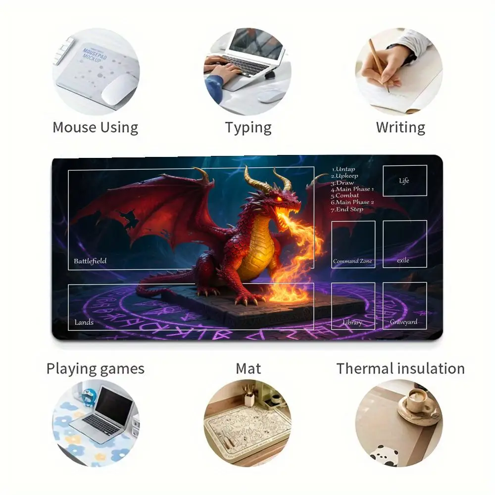 Playmat TCG Playmat Dragon Podkładka pod mysz Antypoślizgowa Wytrzymała Obszyte krawędzie 35X60CM Mata na biurko Tapete Magic — zdjęcie produktu 6