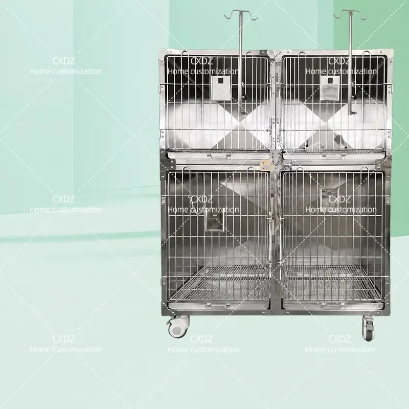 304 Stainless Steel Pet Cage Thickened Solid Dog Cat Infusion Crate Infrared Constant Temperature Storage Kennel for