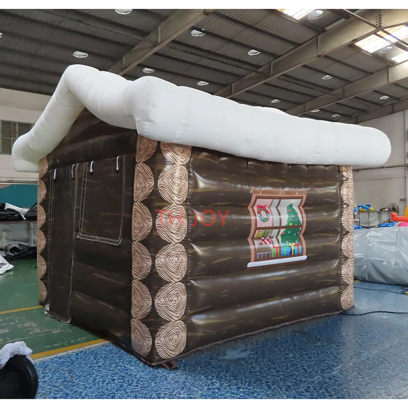 fast air ship,new design Inflatable Christmas House Santa Grotto Tent, 3x3m big Inflatable Wooden House For Christmas Decoration