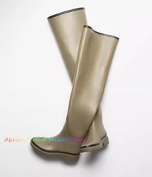 New Rubber Rain Boots Super Long Boots Round Head Over Knee Boots Thigh Boots Flat Bottom Walking Show Women Autumn Winter Boots