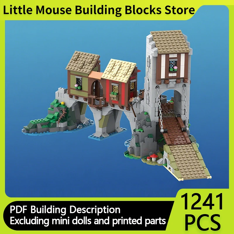 

Средневековый замок, модель MOC, строительные кирпичи, защитный рынок, мост, модульная технология, подарки, праздник, сборка, детские игрушки, костюм