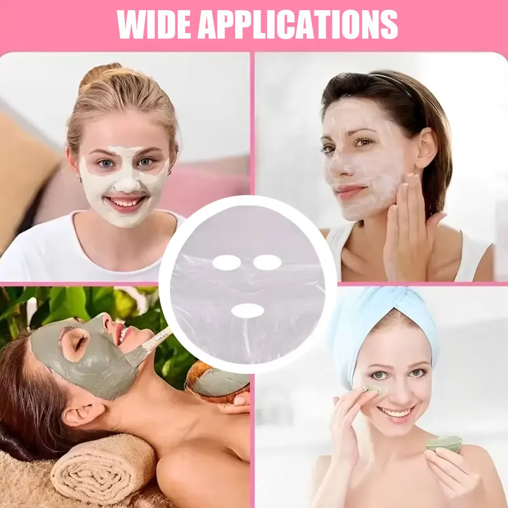 100/300pcs Disposable Plastic Film Full Face Cleaner Mask Neck Stickers Paper Transparent Masks Wrap