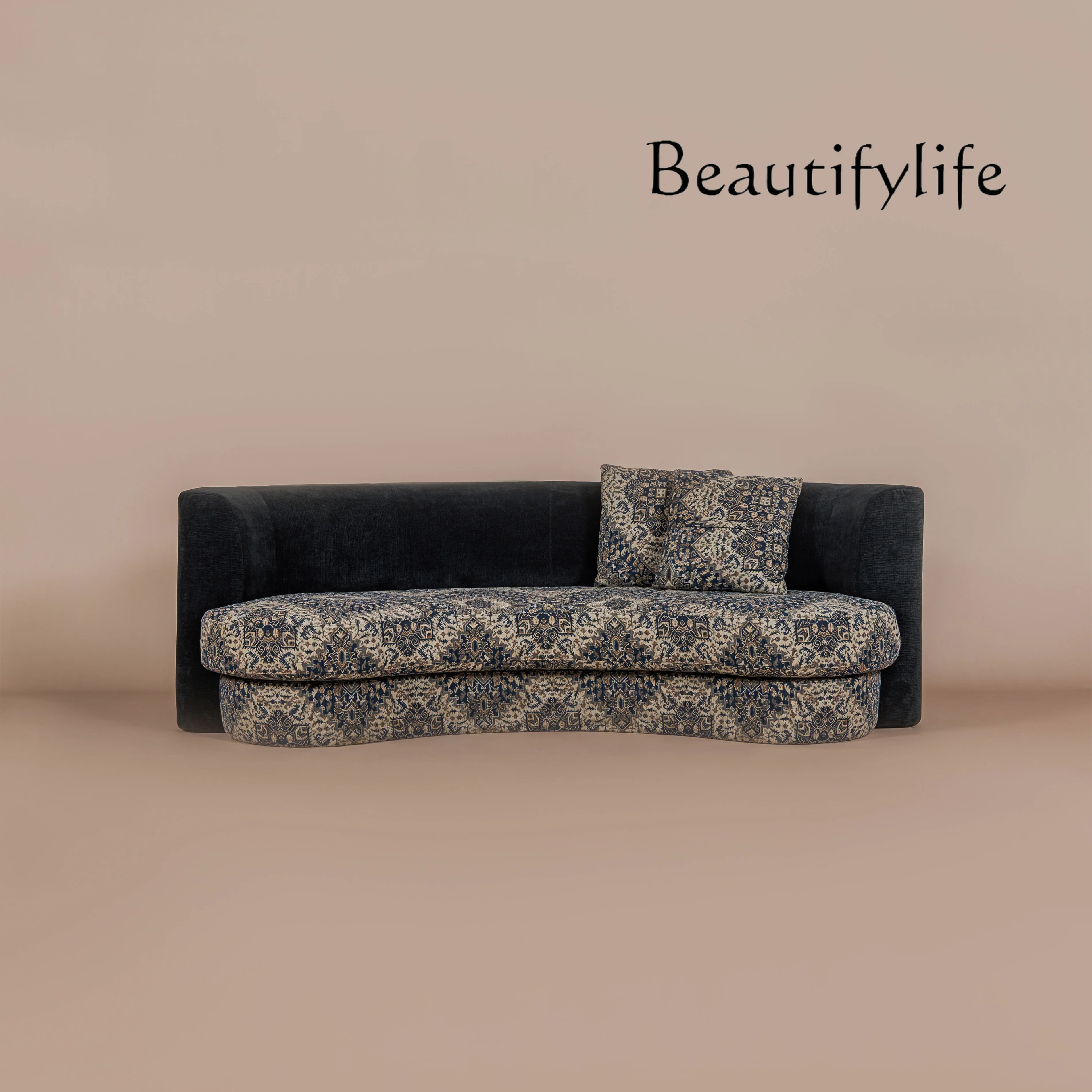 

Nordic medieval style design art high sense home living room villa special-shaped fabric sofa