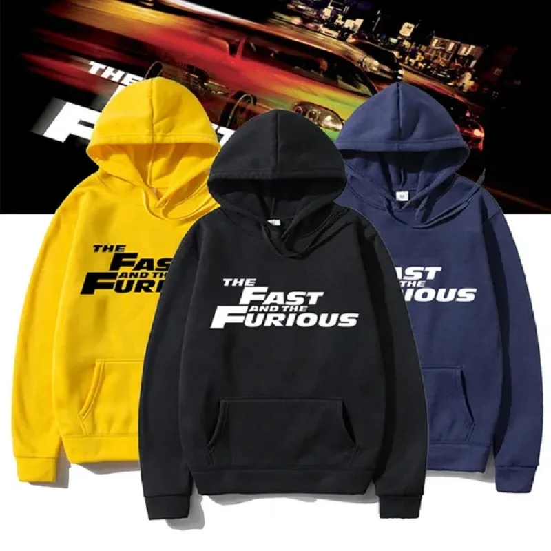 Autumn Winter Men\'s Fashion Hoodies Casual Long-sleeved Hooded Sweatshirts the Fast and Furious Printed Sports Tops