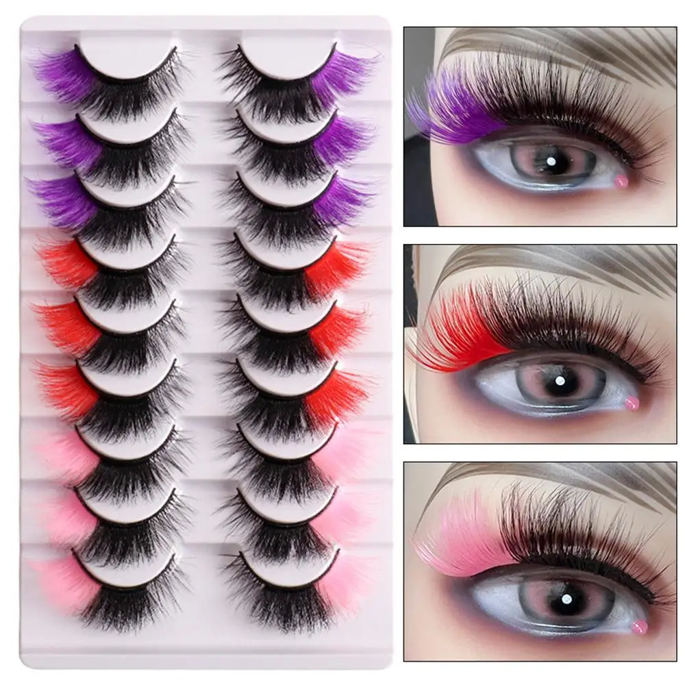 Faux Cils Eyelash Extension 1pair Fake Eyelashes Makeup Colored Lashes Party Stage Show Soft 5d False Eyelash Cosmetics Cosplay