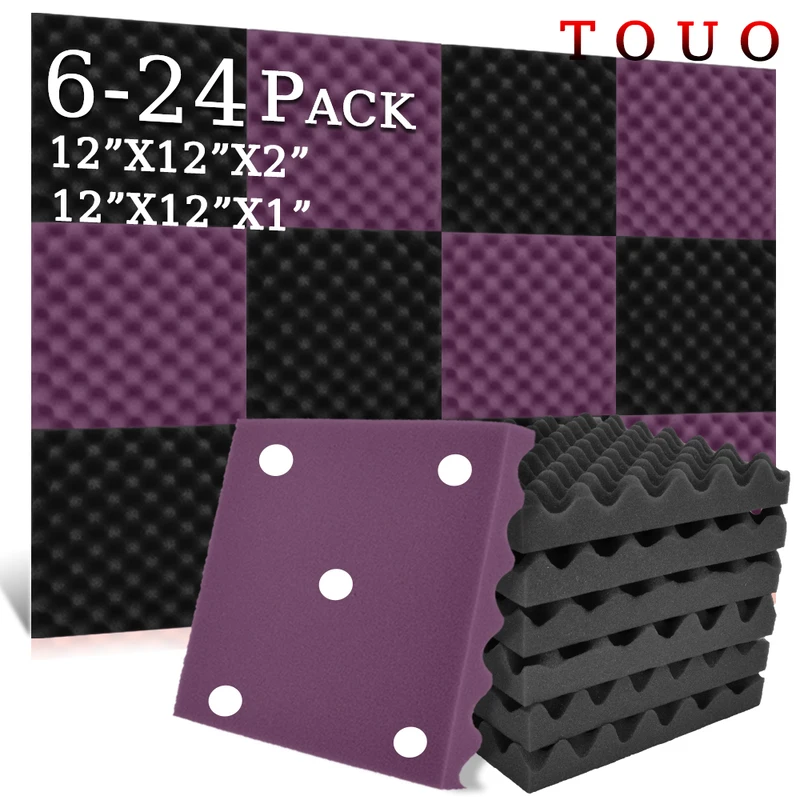 

TOUO Egg Cotton Acoustic Foams 6/12/24 Pcs High Density Sound Foam Soundproofing Studio High Density Sound Absorbing Material