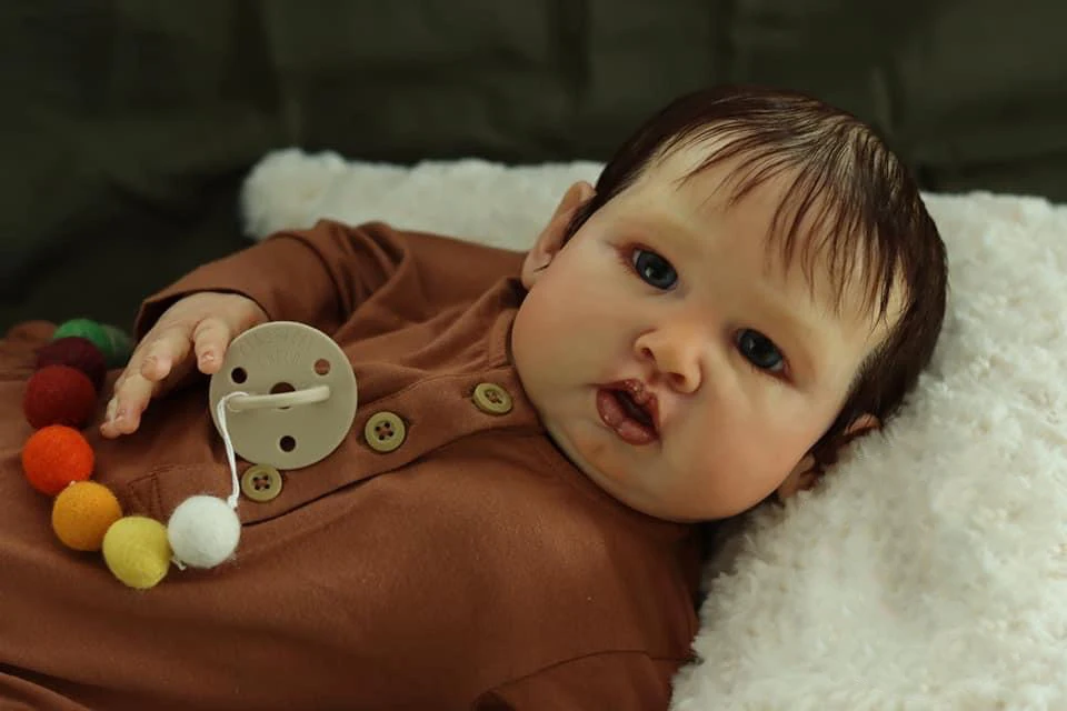 

NPK 24inch Blue Sparrow Reborn Baby Doll - Lifelike Soft Touch Toddler Newborn Cloth Body 3D Skin Art Hand Rooted Hair