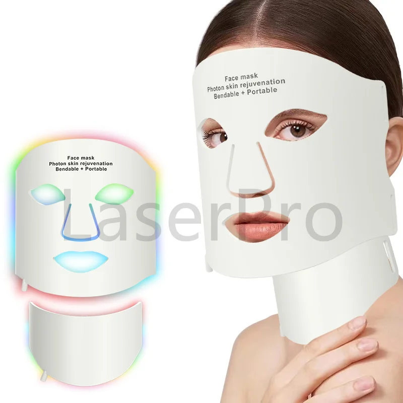 New Trending Face And Neck Skin Care Facial Photon 7 Colors Silicon Led Wireless Full Face Mask Anti Acne Wrinkle Brighten Mask