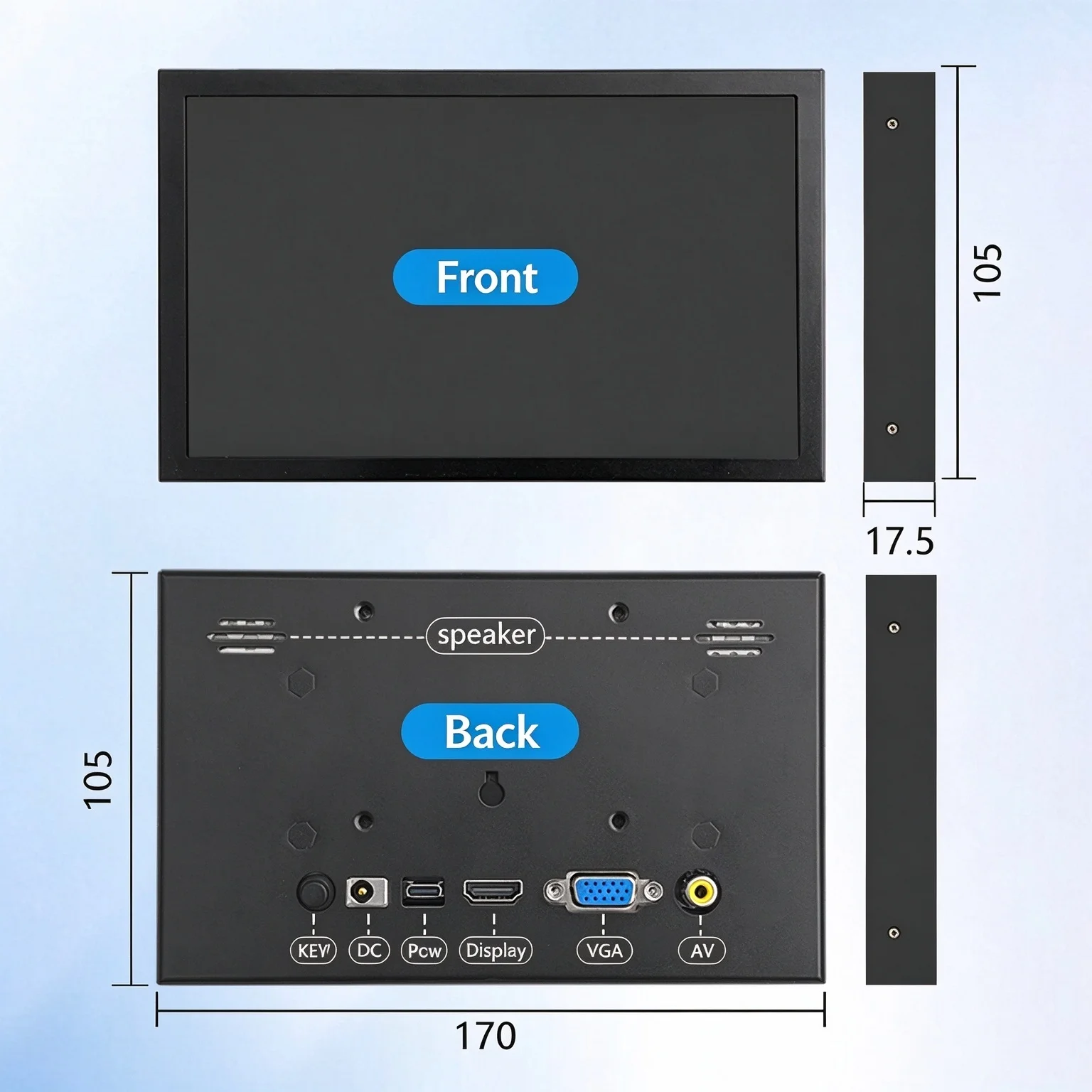 7 Inch Non-Touch IPS LCD Monitor, 1024x600 HD HDMI- Display, Portable Secondary Screen Compatible With Single Board Computer