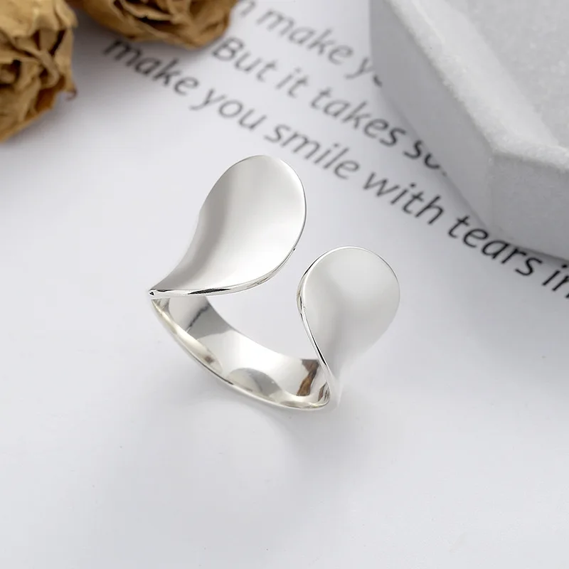 925 Sterling Silver Rings for Women Couple Minimalist Handmade Simple Wide Ring Fine Jewelry Gift Prevent Allergy