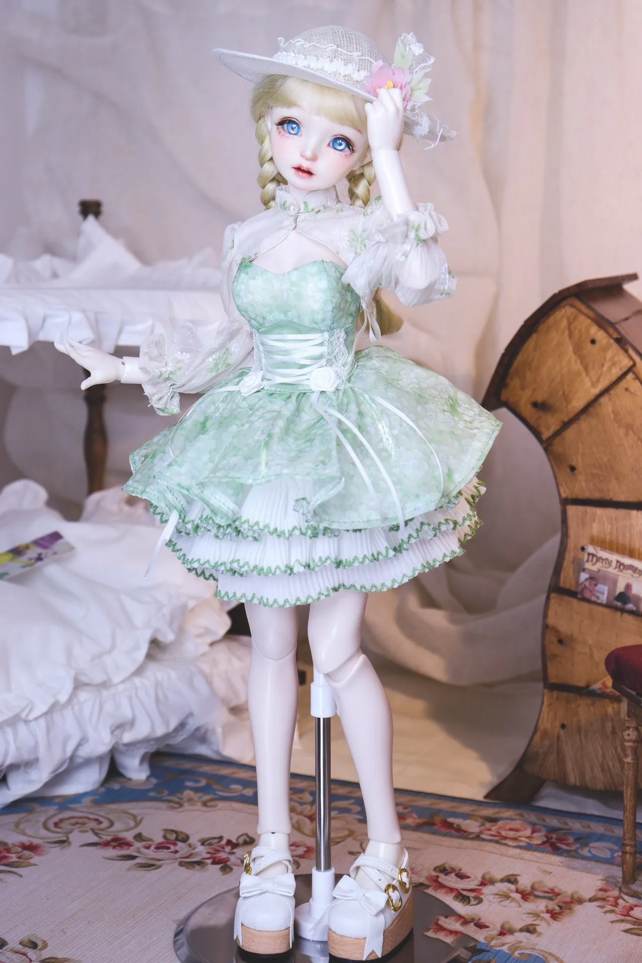 1/4 BJD ドール服 ドールアクセサリー ライトグリーン プリンセスドレス