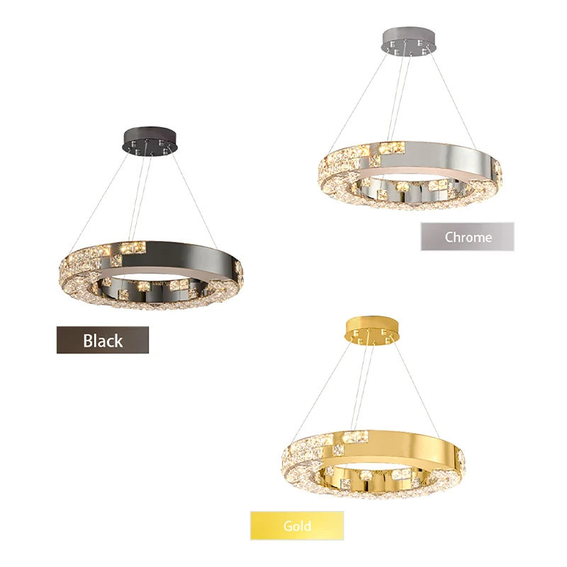 Imagem -06 - Lustres de Teto de Cristal com Led Dourado Luminária Moderna Circle Luxo Pendurado Lâmpada para Sala de Estar Decoração de Casa