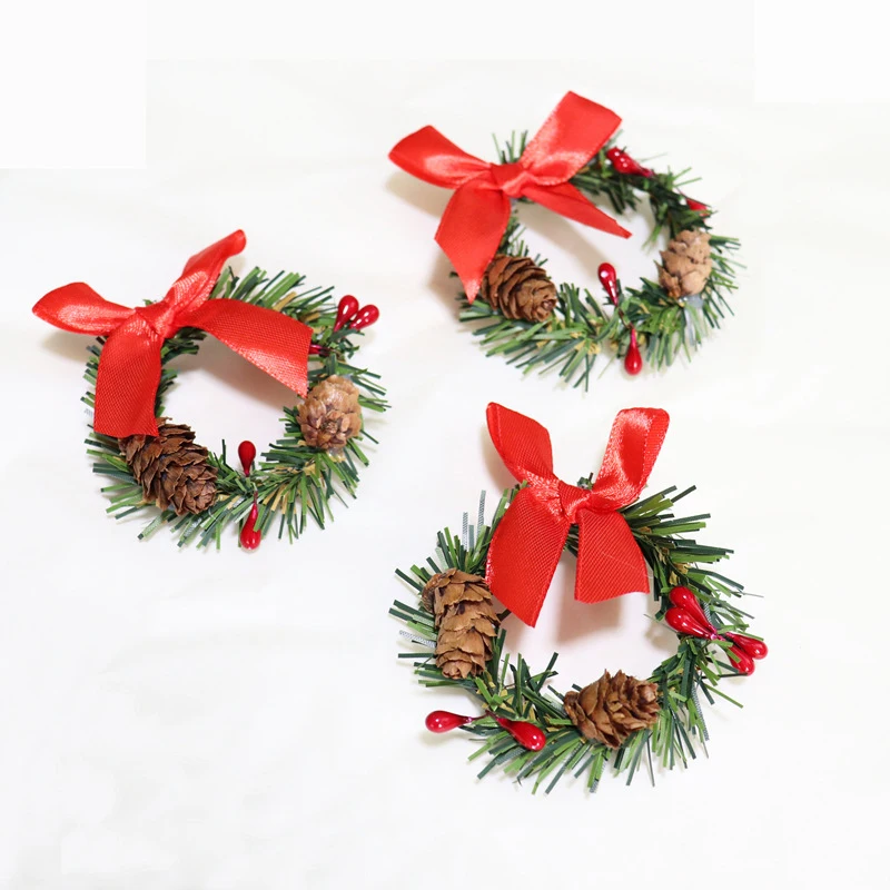 1PC 1/12 1/6 Dollhouse Miniature Christmas Garland Wreath Mini Xmas Wreath Model Doll House Decor Accessories