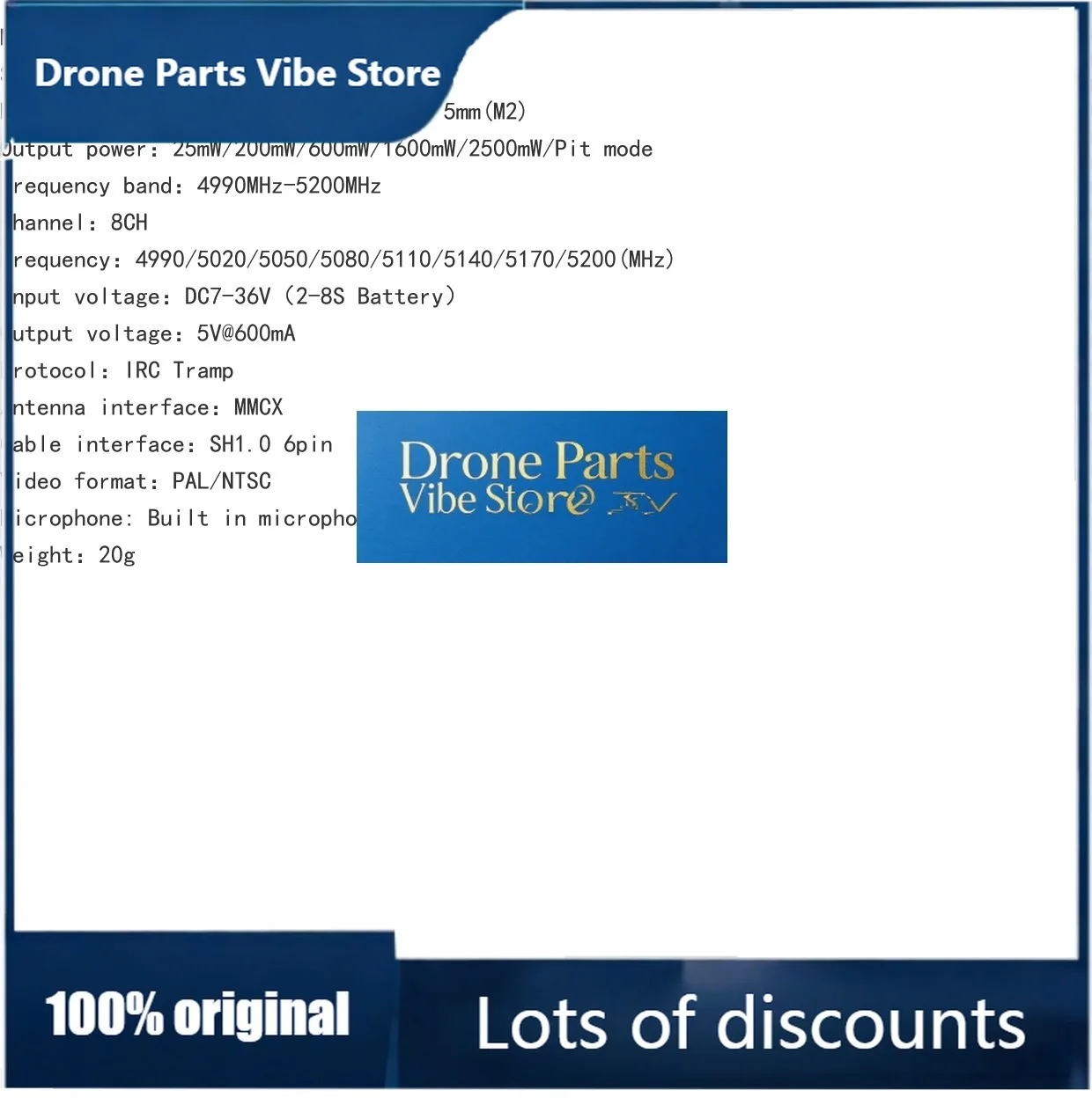 Drone PartsMATEN 4.9G 2.5W VTX PRO FPV Drone Time Traveling Machine Long Range Simulated Image Transmission Drone Parts