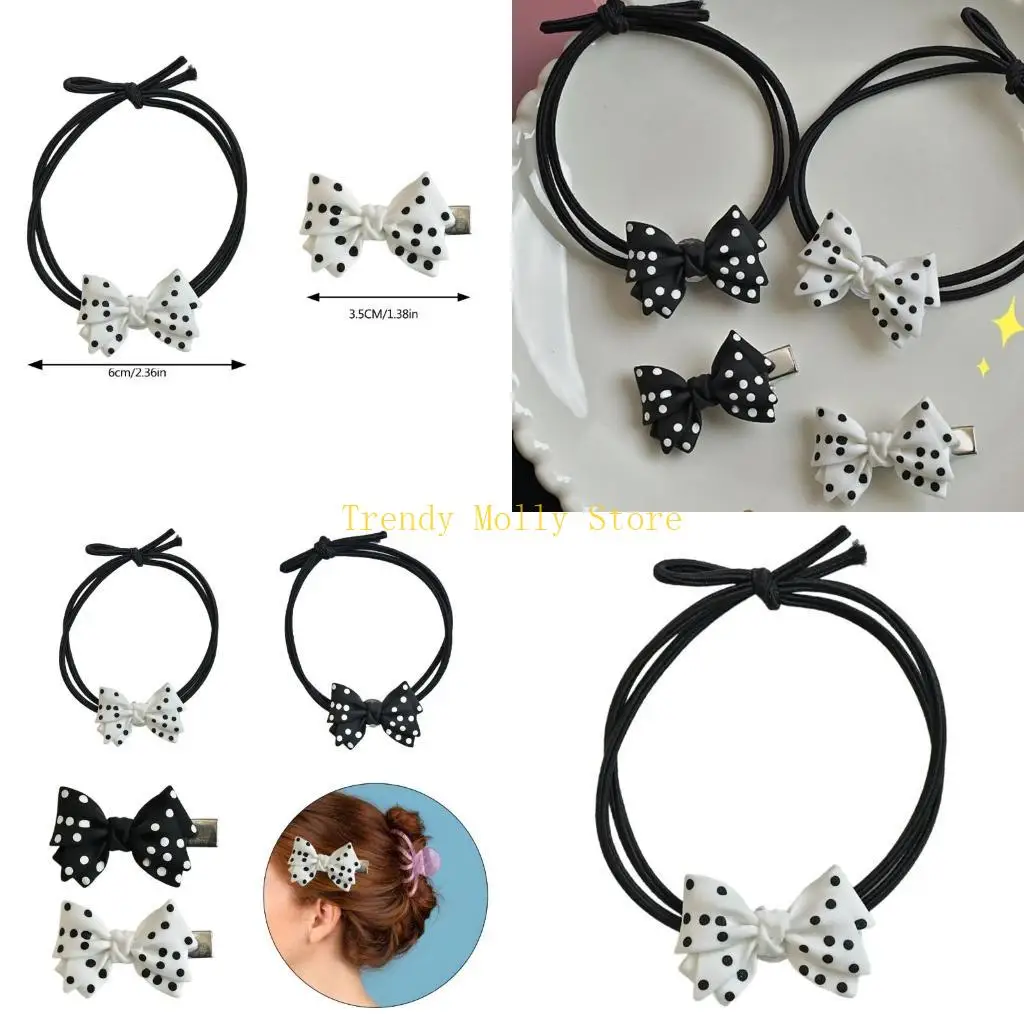 

N5KB Элегантные банты для волос в горошек с бантом, заколка для волос, женские косы, держатель, украшения для укладки волос