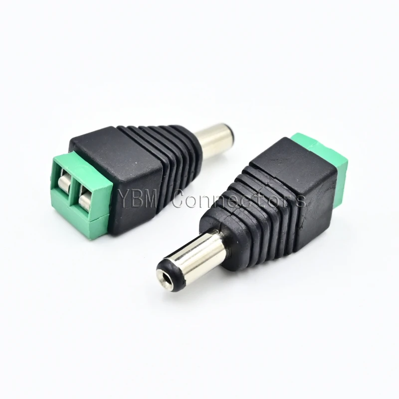 10Pcs/LOT 12V 2.1 x 5.5mm DC Power Male Plug Jack Adapter Connector Plug for CCTV single color LED Light