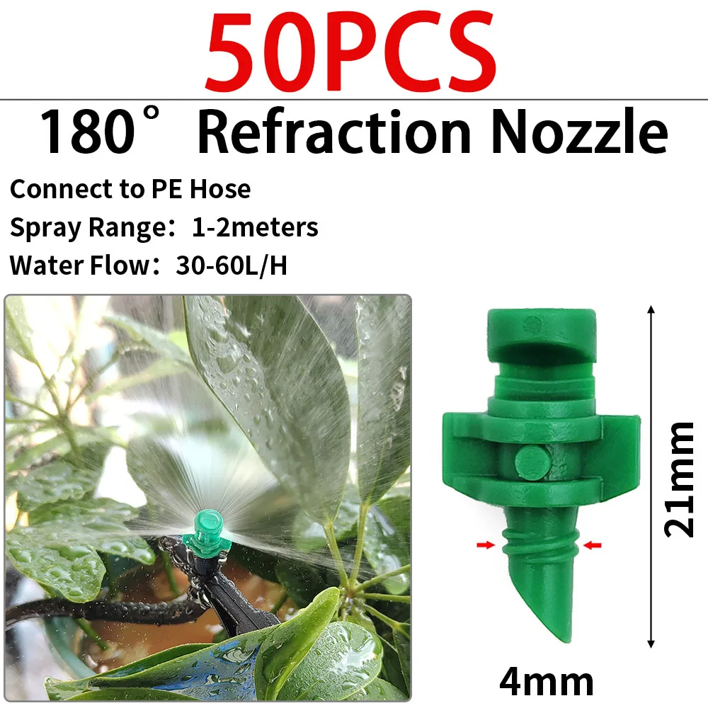 WUJIE Gewächshaus-Bewässerungssprinkler Tropfer Tropfbewässerung Garten Verstellbare Nebel-Emitter Pfahl-Mikrosprüh-Rotationsdüse