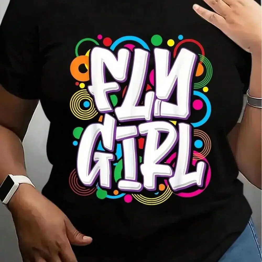 Unisex Printed T-Shirt 2025 Street Retro Style Pattern Fashionable Fit Limited Edition Hot Recommendation Flying Girl 80s 90s Hip Hop Rap R B Dan