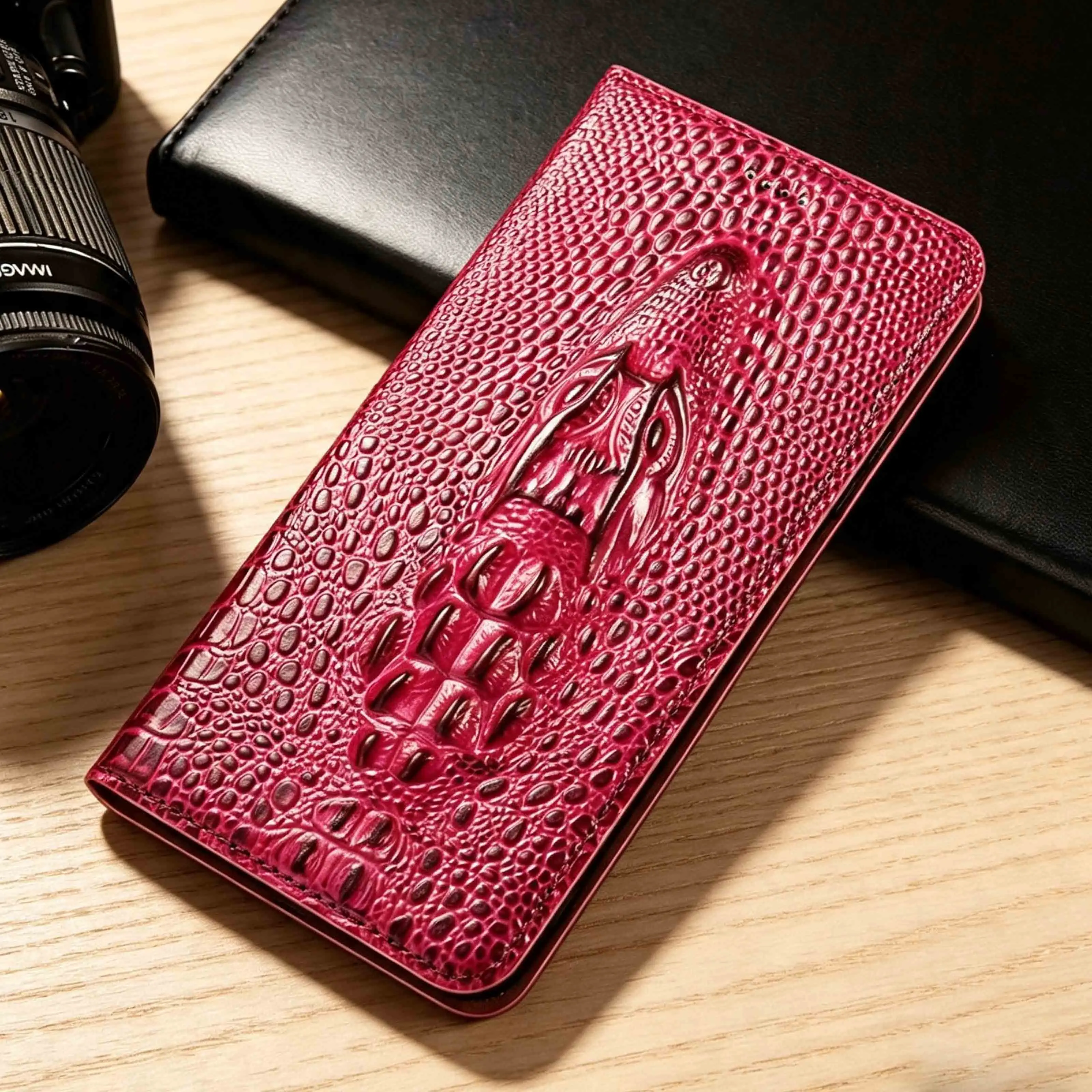 For Nothing CMF Phone 1 2 2A 3 3A 4A Pro Lite Plus Crocodile Head Pattern Of Genuine Leather Wallet Flip Phone CoverCase Cowhide