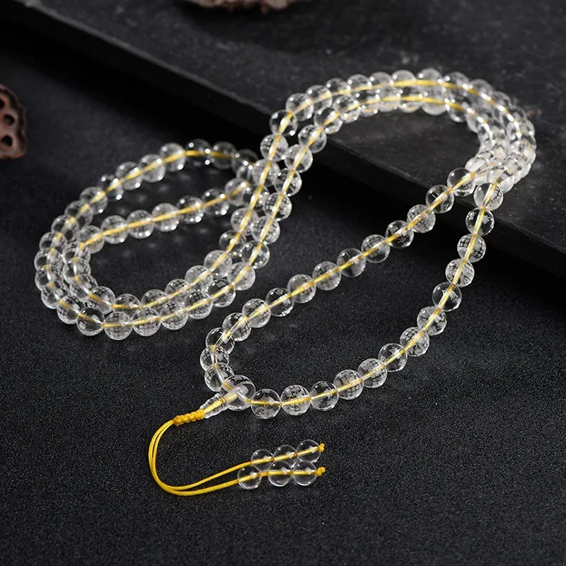 Factory Wholesale Diamond Sutra Buddha Beads Rosary 108 Natural White Crystal Scripture Beads Transfer Beads Handheld