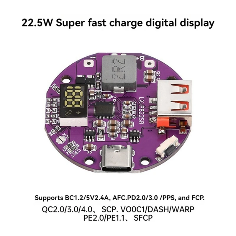 22.5W Fast Charging Module Power Bank Charger Board 5A Mini Circuit Board DIY Motherboard Kit